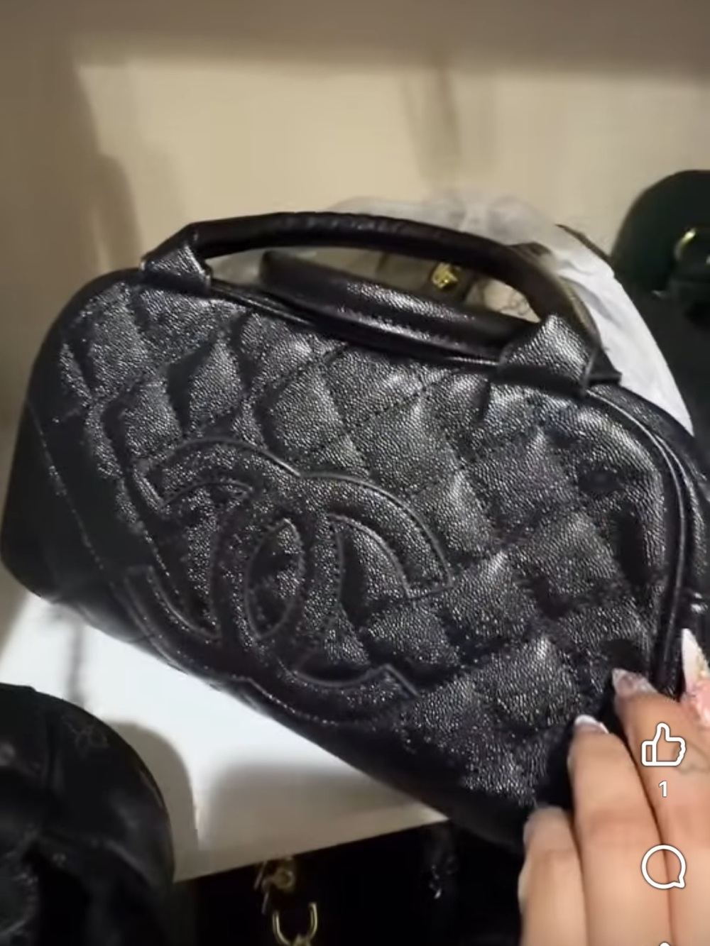 Quilted Black Top-Handle Women's Bag